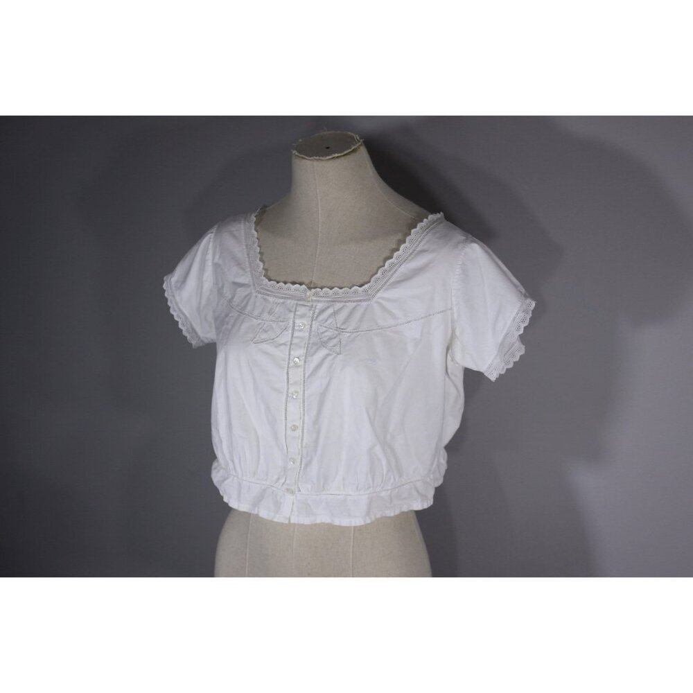 Antique bodice corset cover size 42" Waist, classic white Cotton crop top